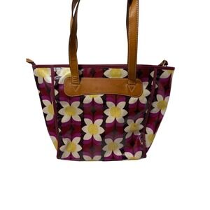 Fossil KeyPer Shopper Tote Purse Weekender Travel Bag Pink Purple Floral